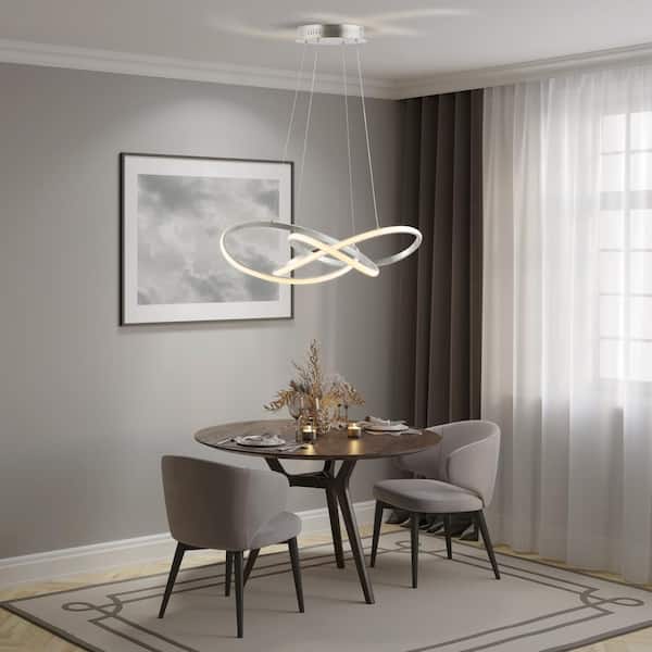 JONATHAN Y Alexia 25 in. 36-Watt 1-Light Silver Painting Abstract
