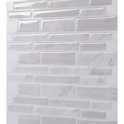 Polito White 12 in. W x 12 in. H Peel and Stick Self-Adhesive Decorative Mosaic Wall Tile Backsplash (10-Tiles)