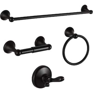 24 in. Wall Mounted, Towel Bar in Oil-Rubbed Bronze, 4-Piece