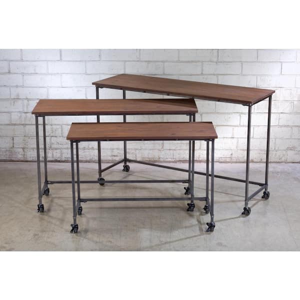 30.25 in. Brown Nesting Wood Tables (Set of 3)