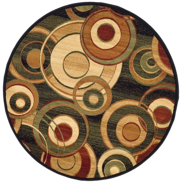 SAFAVIEH Lyndhurst Black/Multi 5 ft. x 5 ft. Round Circles Geometric Area Rug