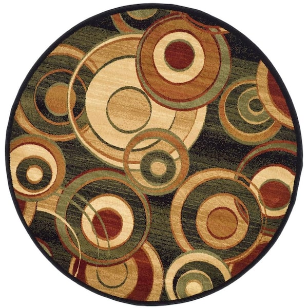 SAFAVIEH Lyndhurst Black/Multi 7 ft. x 7 ft. Round Border Area Rug