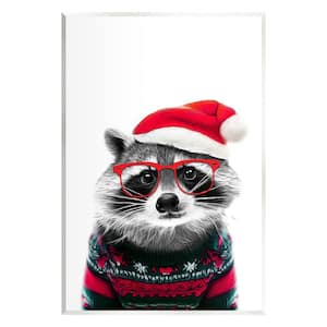 Raccoon in Holiday Sweater by Annalisa Latella 1-Piece Unframed Graphic Print Animal Poster Art Print 19 in. x 13 in.