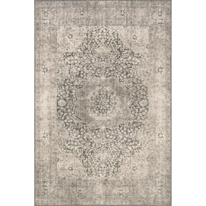 Hillstone Grey 5 ft. x 8 ft. Traditional Vintage Medallion Area Rug