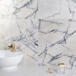 Sangria White 12 in. x 24 in. Polished Marble Floor and Wall Tile (10 sq. ft. / Case)