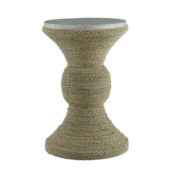 Unbranded Fountain 14 in. Whitewash Round Plastic Accent Table