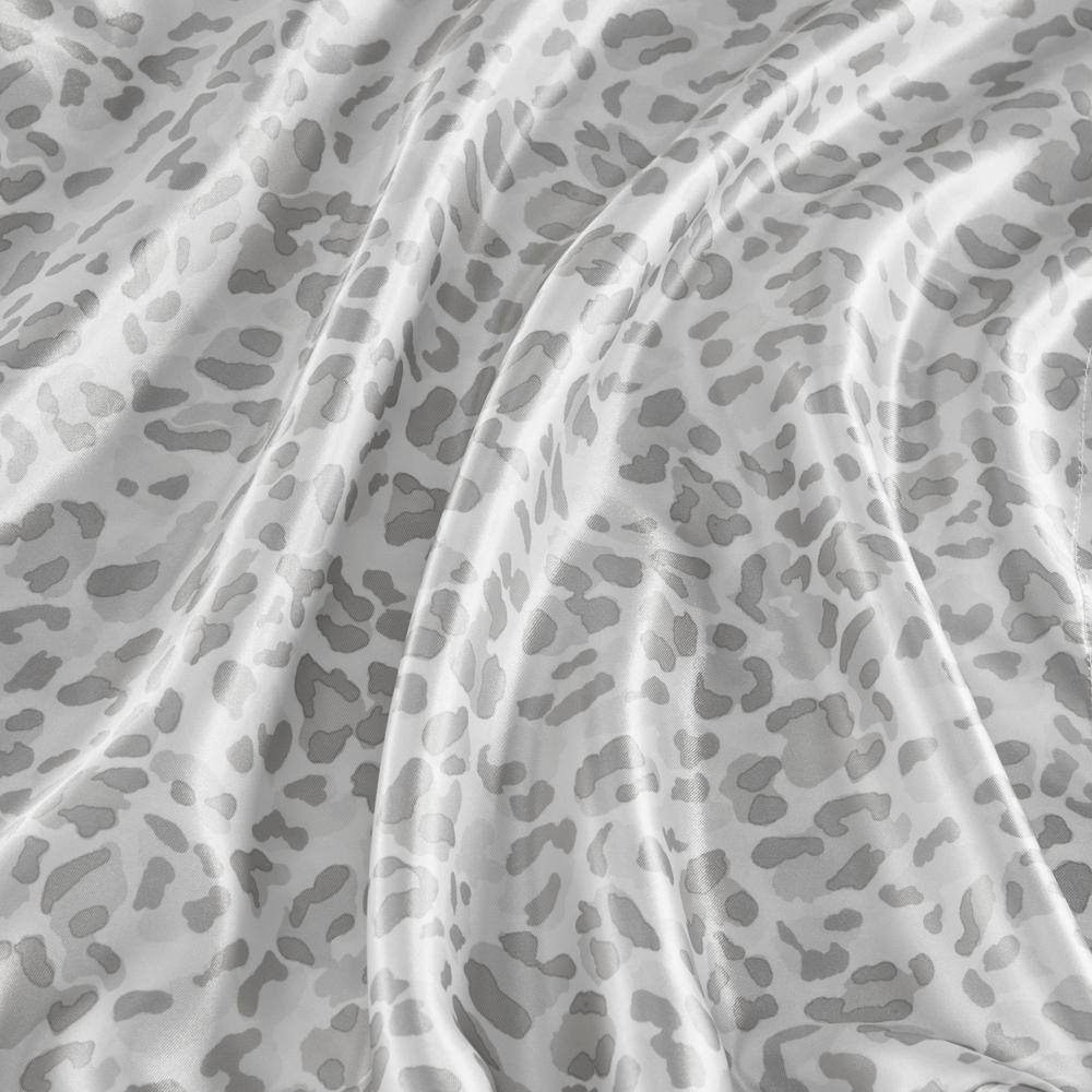 Twin Gray Leopard Satin Percale Sheet Set