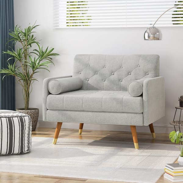 Eugene Mid-Century Modern Tufted Light Gray Fabric Club Chair