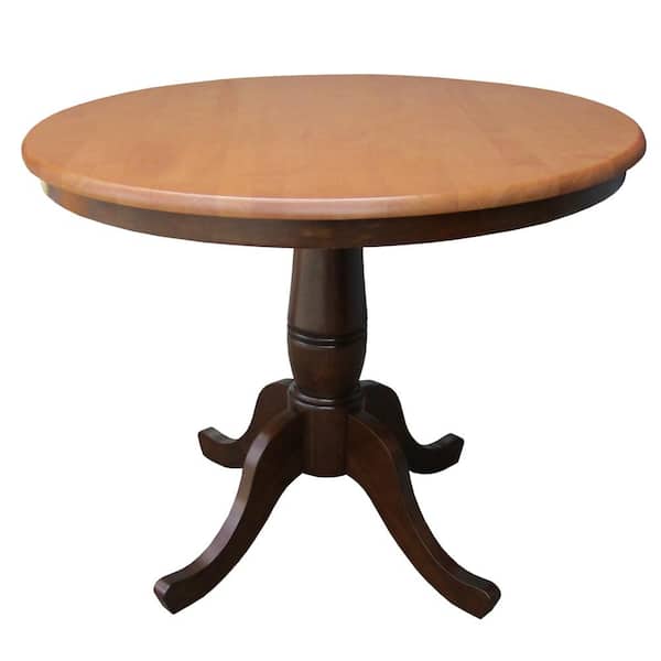 International Concepts Cinnamon & Espresso 36 in. Round Solid Wood Dining Table