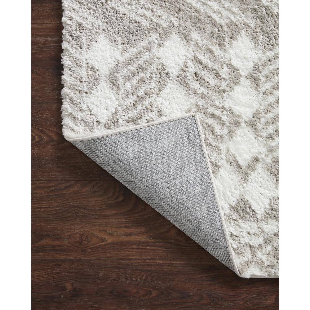 Bliss Gray and White Geometric Shag Area Rug 5'-3" x 7'-6"
