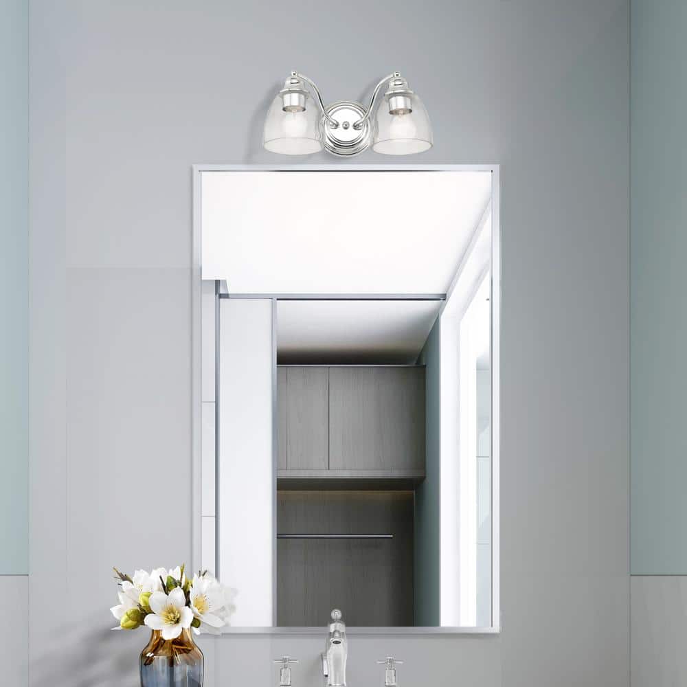 Polished Chrome Dual-Light Vanity Sconce with Hand-Blown Glass