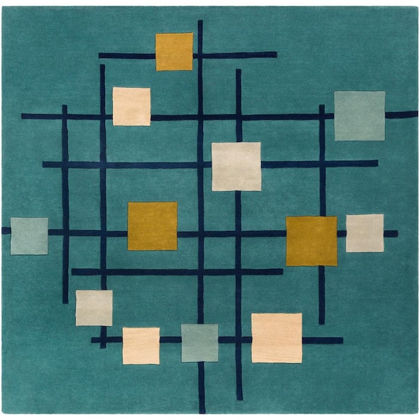 Livabliss Tellis Teal 6 ft. x 6 ft. Square Area Rug