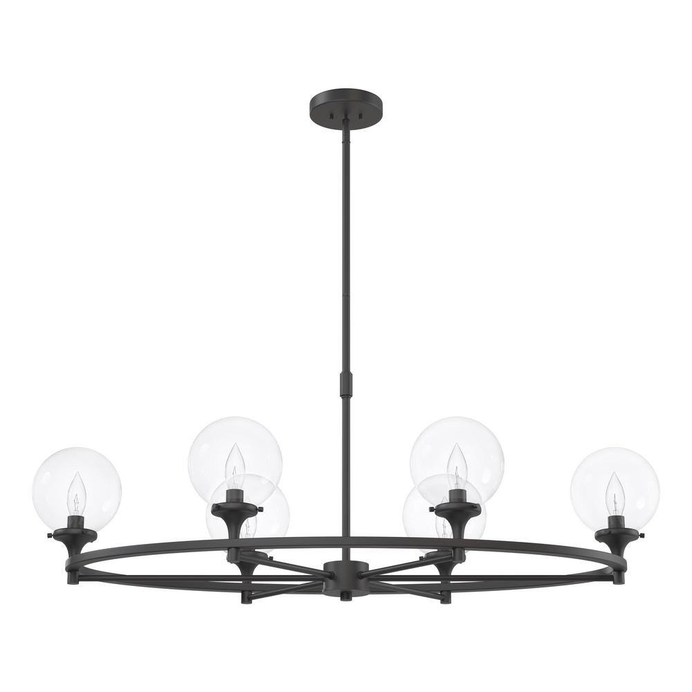 alfaro 6-light matte black bulb circle chandelier for living room with no bulbs included