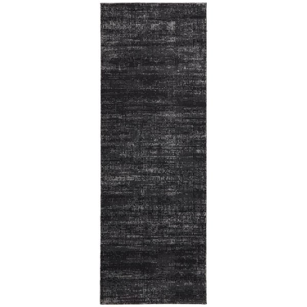 Black 2 x 8 ft. Loomed Solid Color Runner Indoor Area Rug