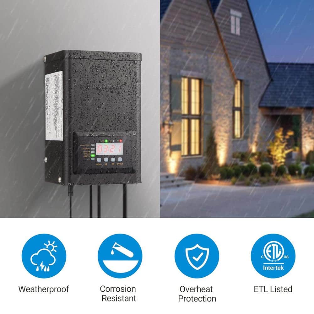 200W Stainless Steel Low Voltage Landscape Transformer with Timer