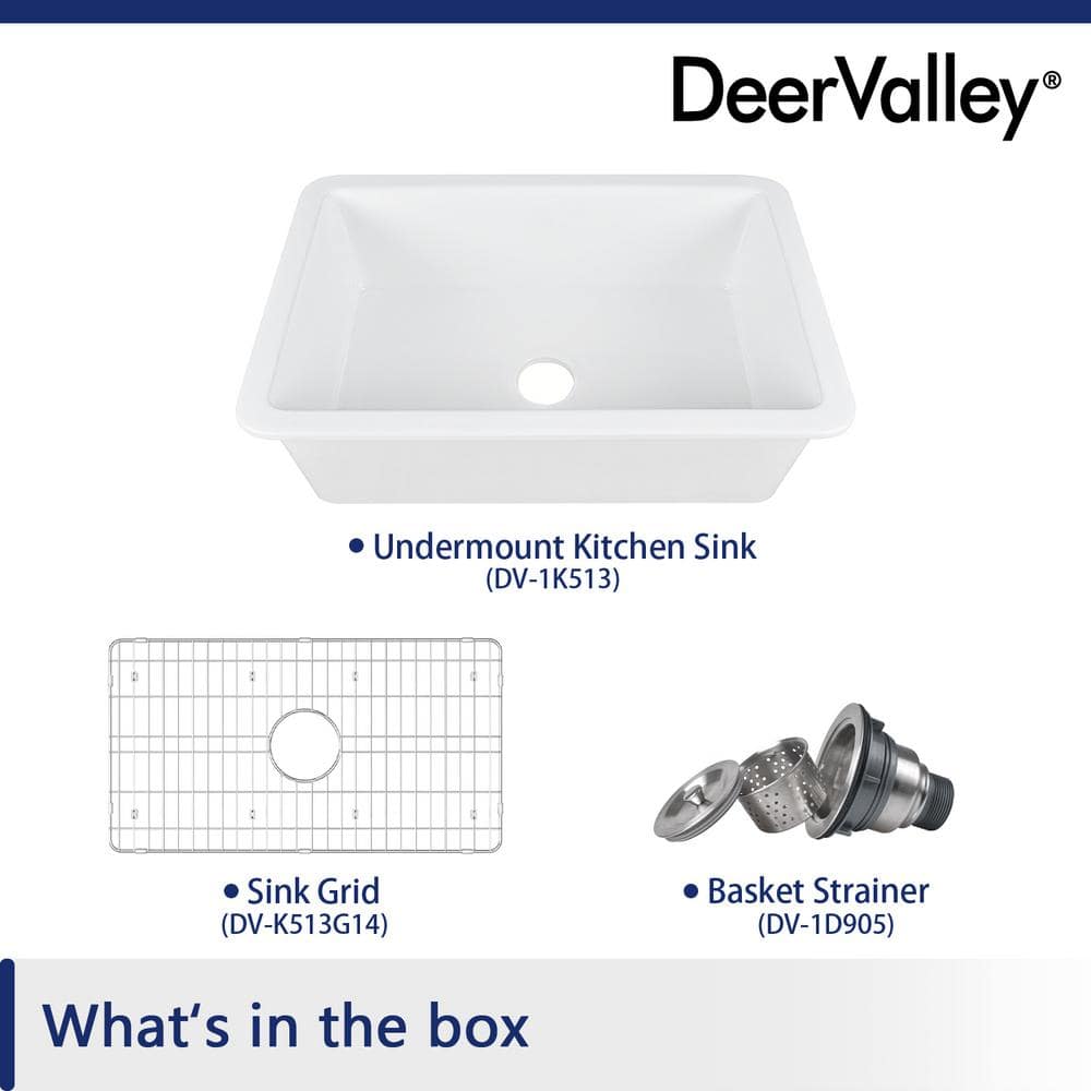 White Fireclay 32" Single Bowl Undermount Kitchen Sink