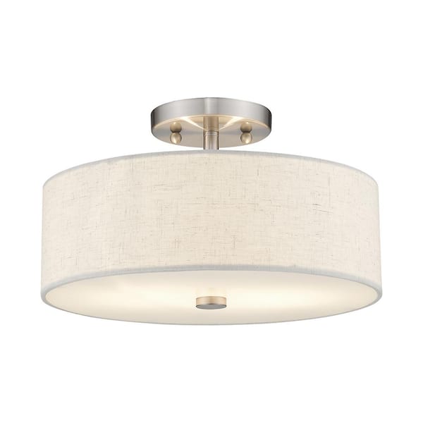 Meridian 2 Light Brushed Nickel Semi Flush Mount