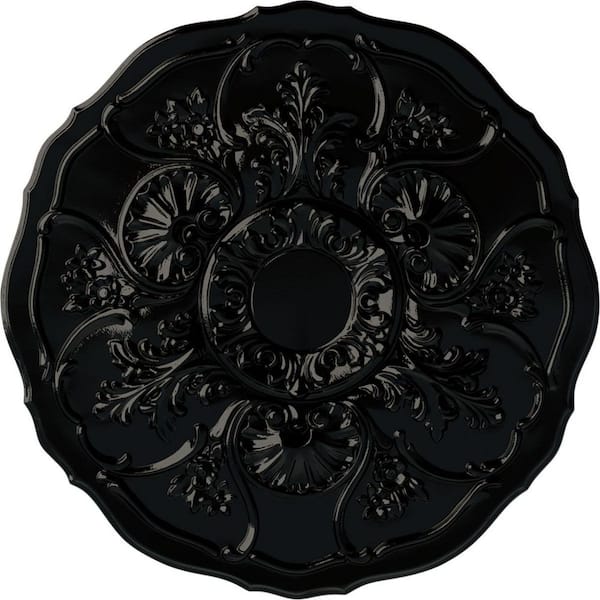 Ekena Millwork 22-1/2 in. x 1-1/2 in. Cornelia Urethane Ceiling Medallion (Fits Canopies upto 4 in.), Black Pearl