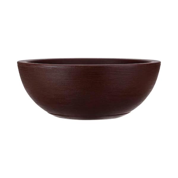 FLORIDIS Amsterdan Large Brown Stone Effect Plastic Resin Indoor and Outdoor Planter Bowl
