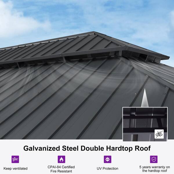 PURPLE LEAF 14 ft. x 24 ft. Gray Aluminum Power-Coated Frame