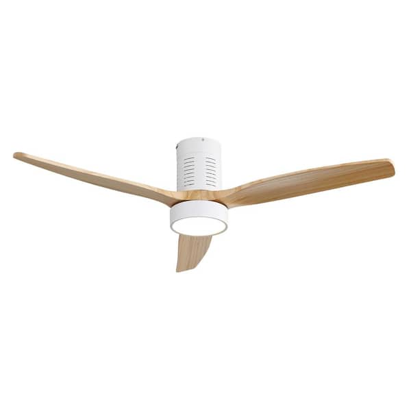 Sofucor 52 in. LED Indoor/Outdoor White Flush Mount Ceiling Fan with Reversible Motor, 6-Speed DC Remote Control