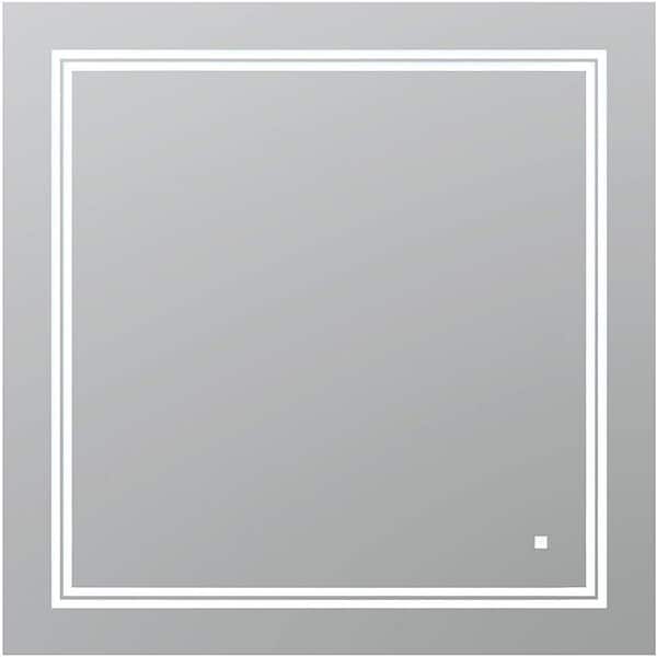 SOHO 36 in. W x 36 in. H Frameless Square LED Light Bathroom Vanity Mirror in Silver