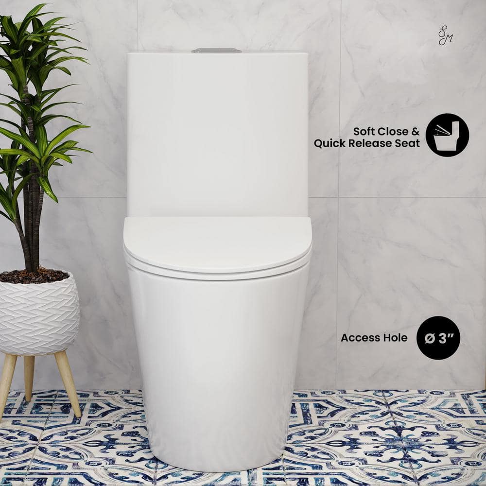 White Elongated Dual Flush High Efficiency Toilet