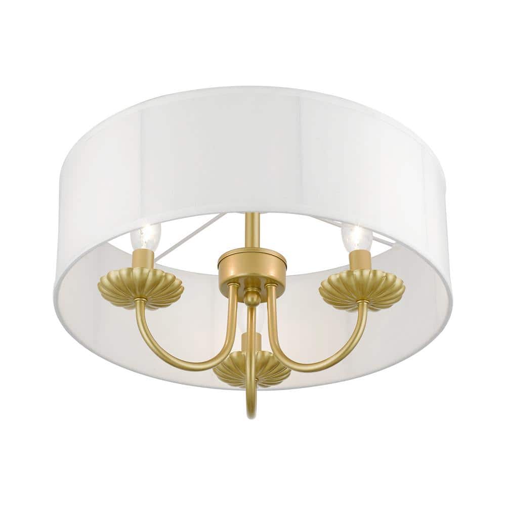 Brookdale Soft Gold 3-Light LED Semi-Flush Drum Light