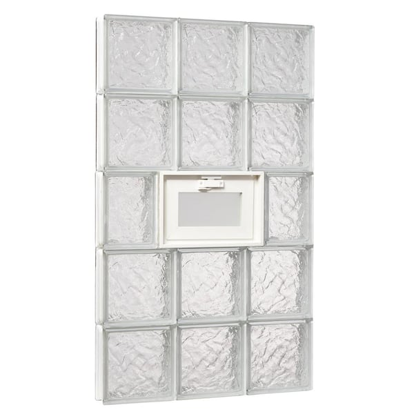 TAFCO WINDOWS 23.25 in. x 38.75 in. x 3.125 in. Wave Pattern Glass Block Masonry Window with Vent