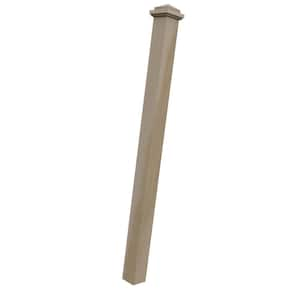 Stair Parts 4075 56 in. x 3-1/2 in. Unfinished Poplar Square Craftsman Solid Core Box Newel Post for Stair Remodel