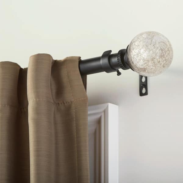 Matte Black Glass Sphere Curtain Rod Finial (Set of 2)