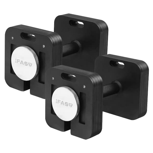 Tidoin 9-in-1 50 lb. Square Black Steel Adjustable Weight Dumbbell Set with Quick-Lock Fast Adjust