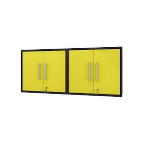 Eiffel Particle Board Wall Mounted Garage Cabinet in Black/Yellow (28.35 in. W x 25.59 in. H x 14.96 in. D) (Set of 2)