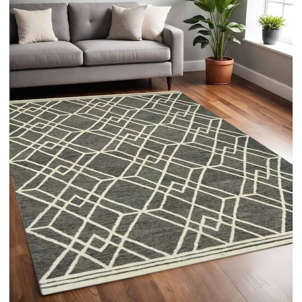 5 ft. x 8 ft. Multi-Colored Wool Geometric Hand Hooked Area Rug