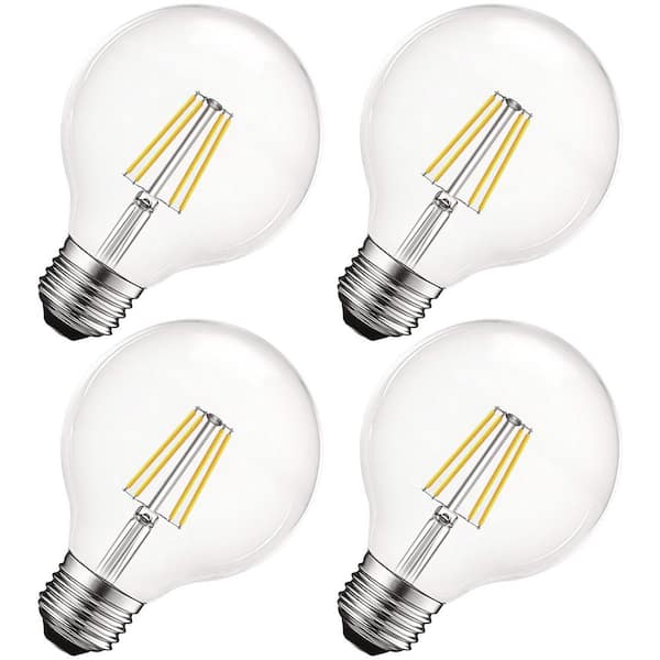 LUXRITE 60-Watt Equivalent G25 Dimmable Edison LED Light Bulbs UL Listed 5000K Bright White (4-Pack)