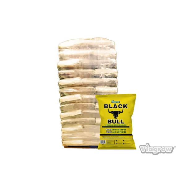 Viagrow 40 lbs. 1.5 cu. ft., Natural Black Bull Premium Cow Manure Soil Amendment, Pallet of 60-Bags (90 cu. ft.)