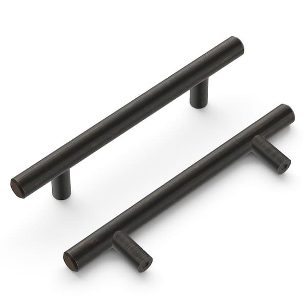 HICKORY HARDWARE Bar Pulls Collection Pull 3-3/4 in. (96mm) Center to Center Vintage Bronze Finish Modern Steel Bar Pulls (10-Pack)