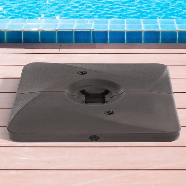 Dark Brown Cantilever Umbrella Weight Base HDPE Plastic Material Waterproof for Patio Umbrella With Cross Base