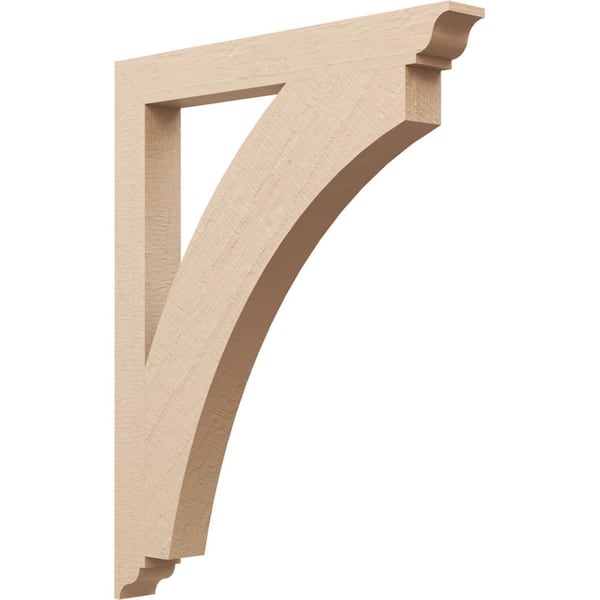 Ekena Millwork 3.5 in. x 40 in. x 32 in. Thorton Traditional Rough Cedar Woodgrain Timberthane Polyurethane Bracket, Primed Tan