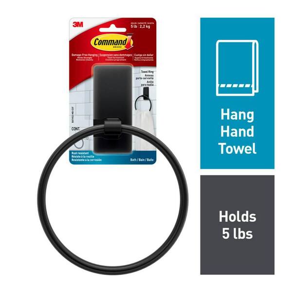 Wall Mounted Towel Ring in Matte Black