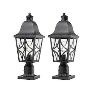 Gidal 20 in. 1-Light Black Outdoor Aluminum Weather Resistant Pier Mount Light with No Bulb Included (2-pack)