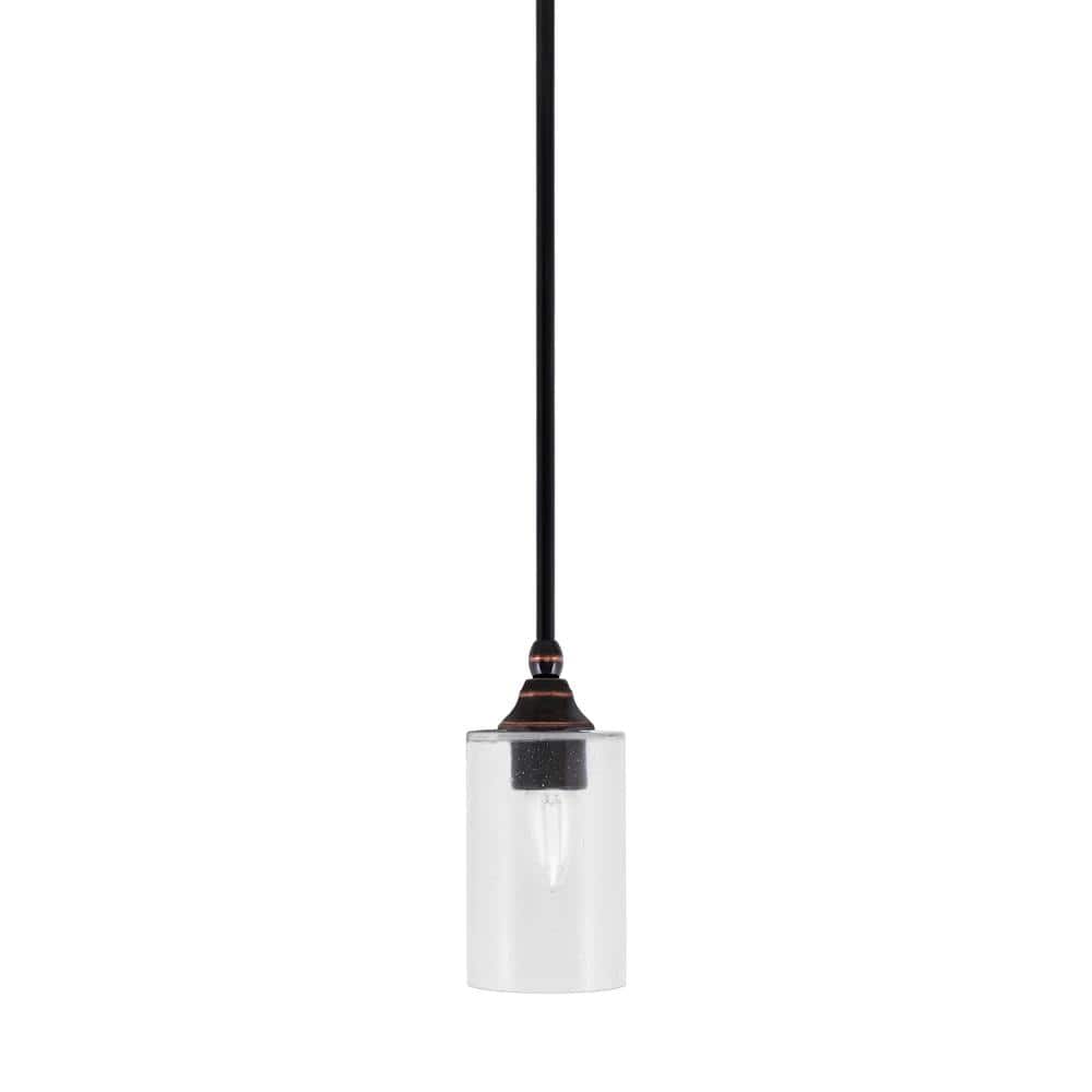 Sparta 100-Watt 1-Light Black Copper Mini Pendant Light with Clear Bubble G