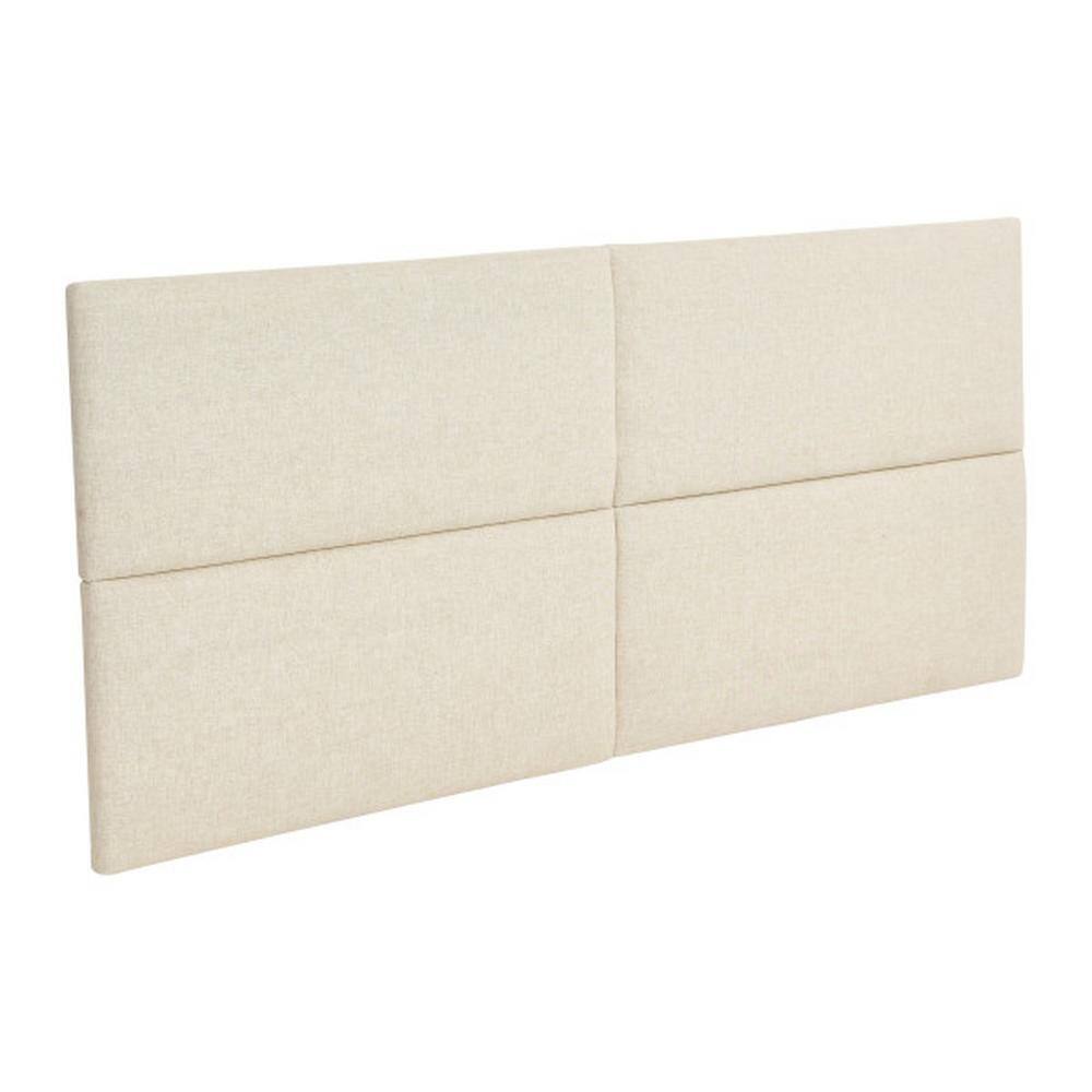 Natural Linen Blend Sound Reducing Queen Upholstered Headboard