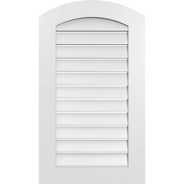 Ekena Millwork 22 in. x 36 in. Arch Top Surface Mount PVC Gable Vent: Decorative with Standard Frame