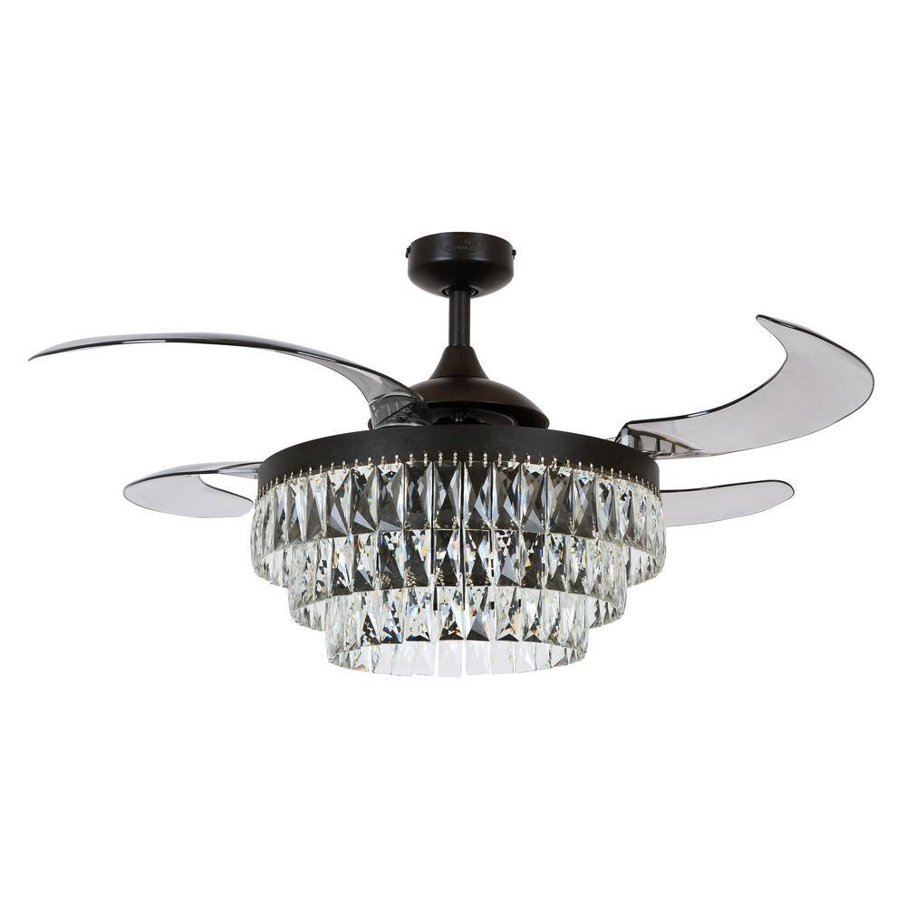 Antique Black 48" Ceiling Fan with Retractable Smoke Blades and LED Light