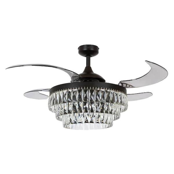 Fanaway Veil 48-in. Integrated LED Indoor Antique Black With Smoke Blade Ceiling Fan with Light and Remote Control