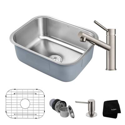undermount kitchen steel sink kraus bowl single stainless premier faucet