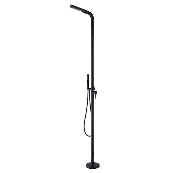 Double Handle 1-Spray Outside Shower Faucet 1.8 GPM with Ceramic Disc Valves Free Standing Shower System in Matte Black