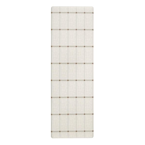 TOWN & COUNTRY LIVING Basic Comfort Plus Windowpane Plaid Beige 18 in. x 55 in. Anti Fatigue Mat