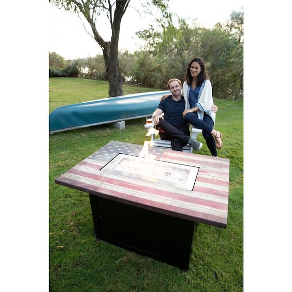 Flag Print With Electronic Ignition, Endless Summer Gas Fire Pit Table